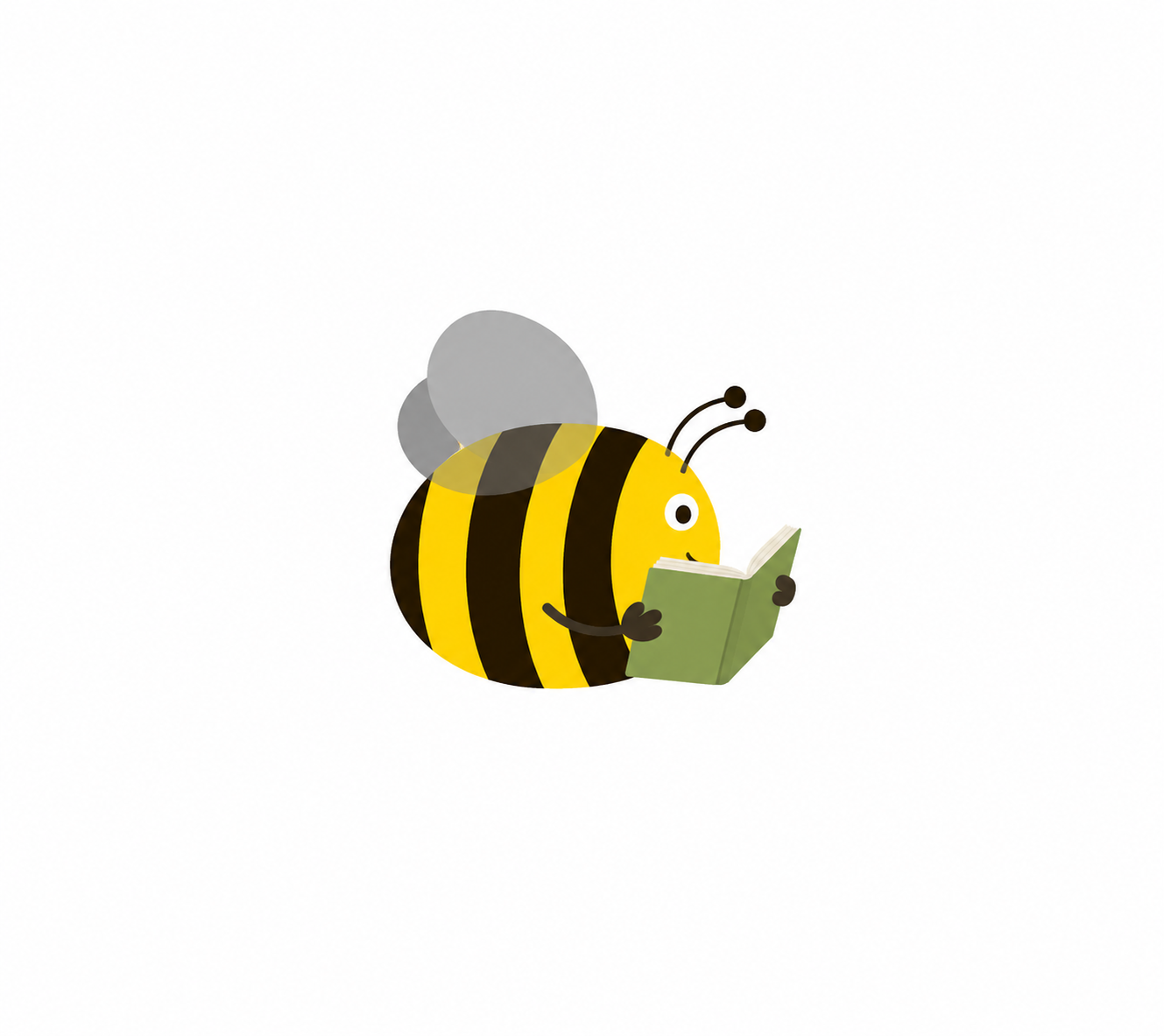 BookBee Cartoon Bee with a textbook